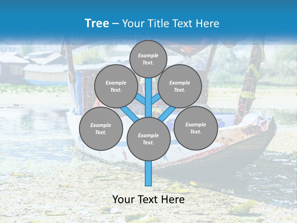 A Boat With A Canopy Is Sitting In The Water PowerPoint Template