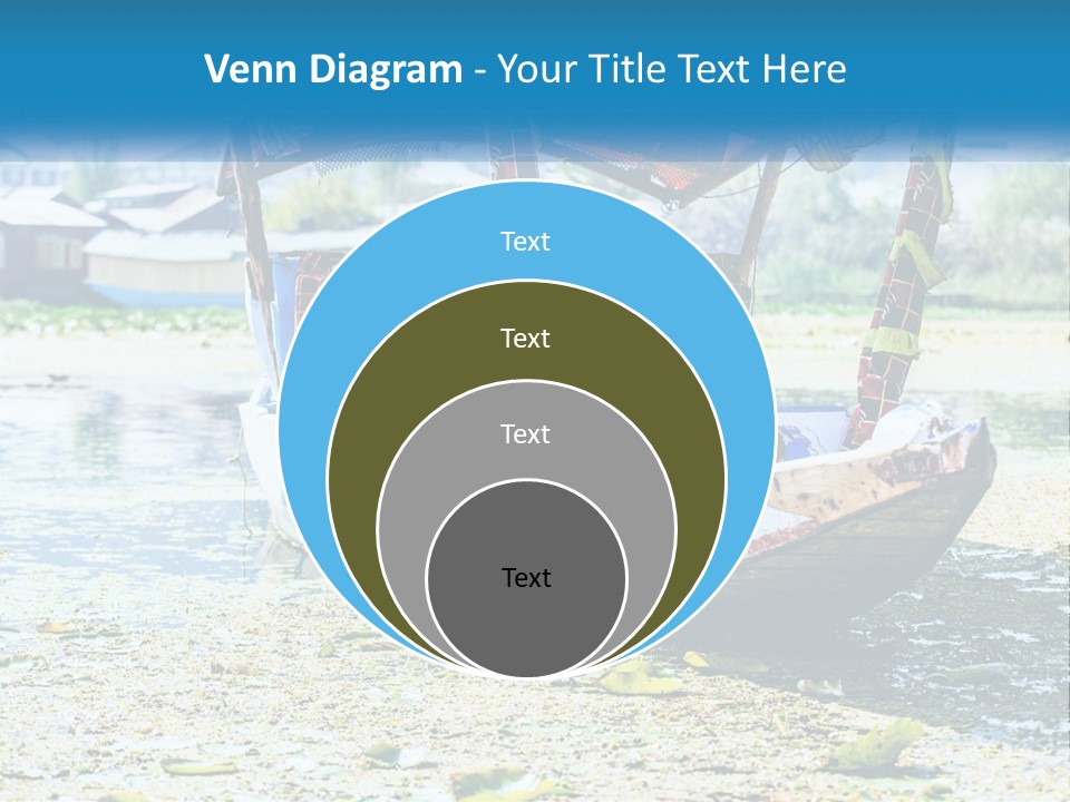 A Boat With A Canopy Is Sitting In The Water PowerPoint Template