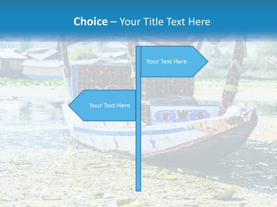A Boat With A Canopy Is Sitting In The Water PowerPoint Template