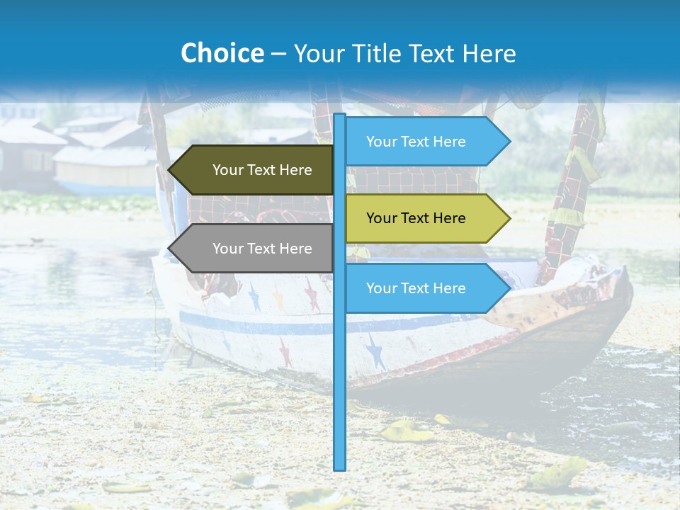 A Boat With A Canopy Is Sitting In The Water PowerPoint Template