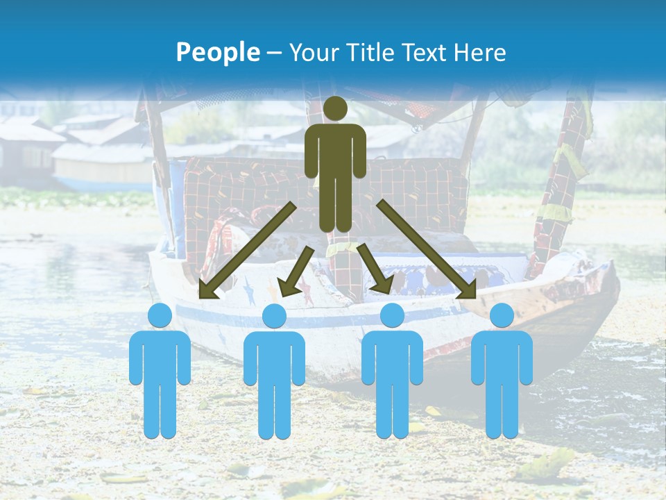 A Boat With A Canopy Is Sitting In The Water PowerPoint Template