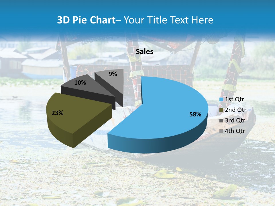 A Boat With A Canopy Is Sitting In The Water PowerPoint Template