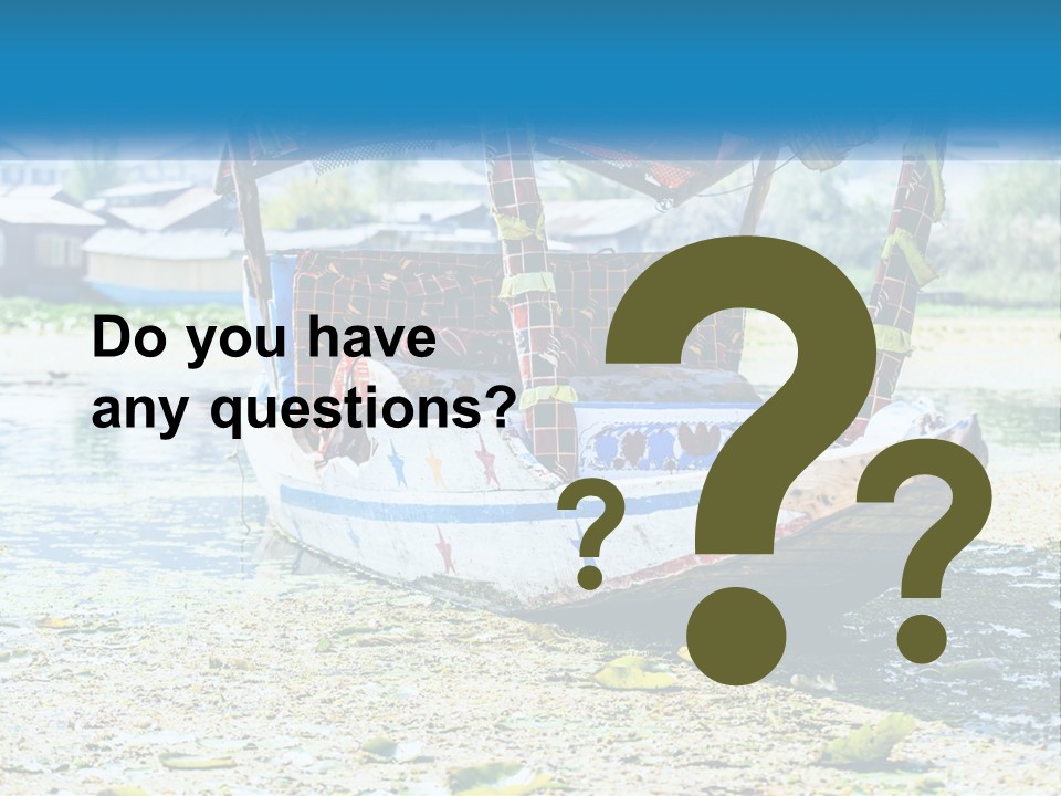 A Boat With A Canopy Is Sitting In The Water PowerPoint Template