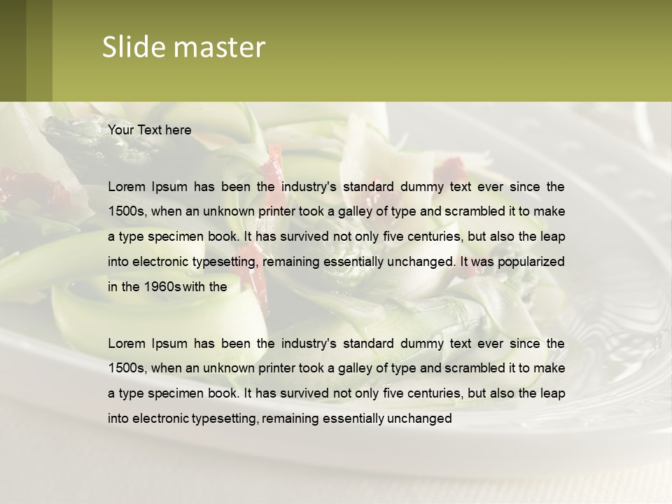 A White Plate Topped With Green Vegetables And Sauce PowerPoint Template