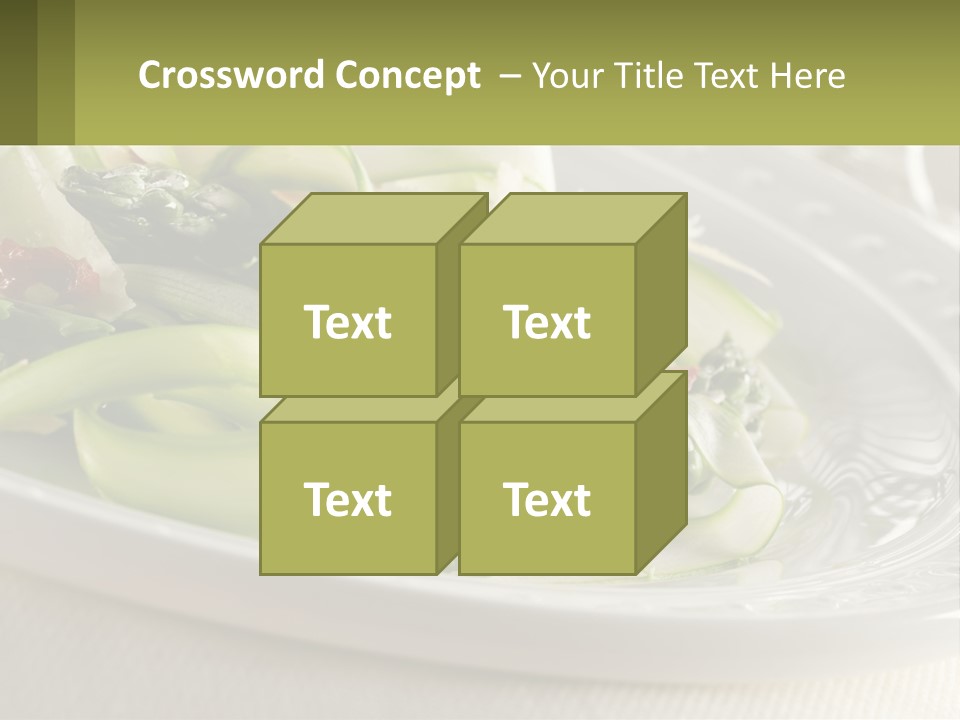 A White Plate Topped With Green Vegetables And Sauce PowerPoint Template