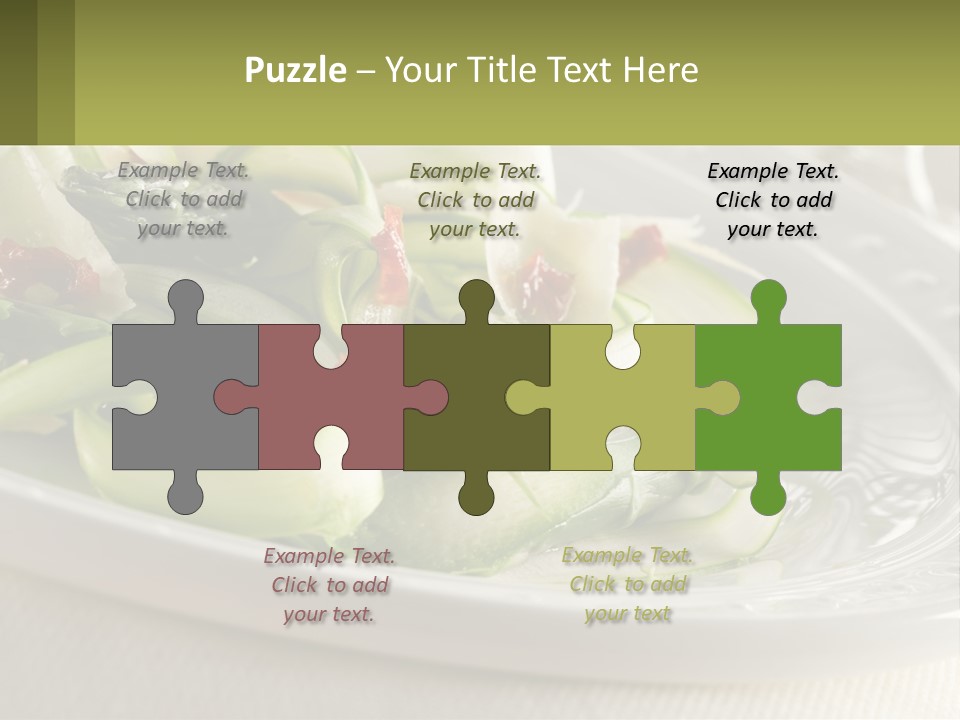 A White Plate Topped With Green Vegetables And Sauce PowerPoint Template