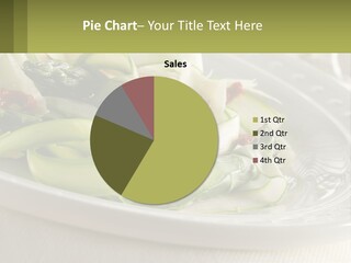 A White Plate Topped With Green Vegetables And Sauce PowerPoint Template