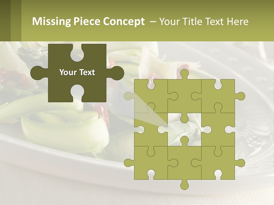 A White Plate Topped With Green Vegetables And Sauce PowerPoint Template