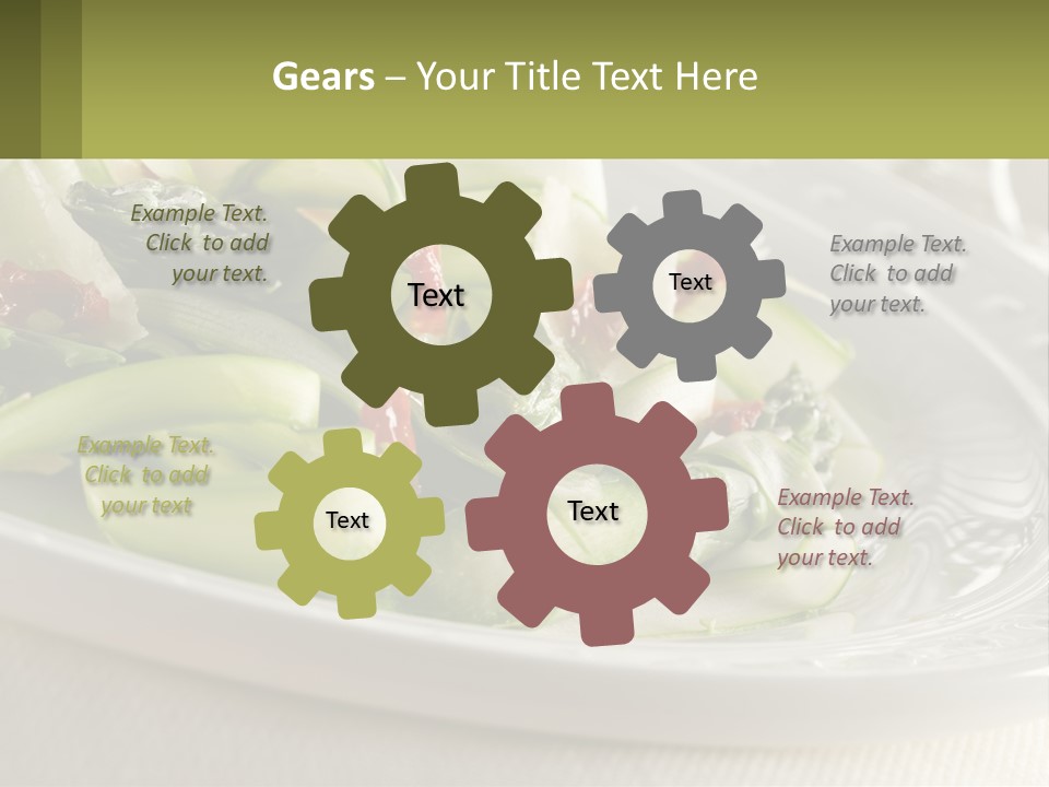 A White Plate Topped With Green Vegetables And Sauce PowerPoint Template