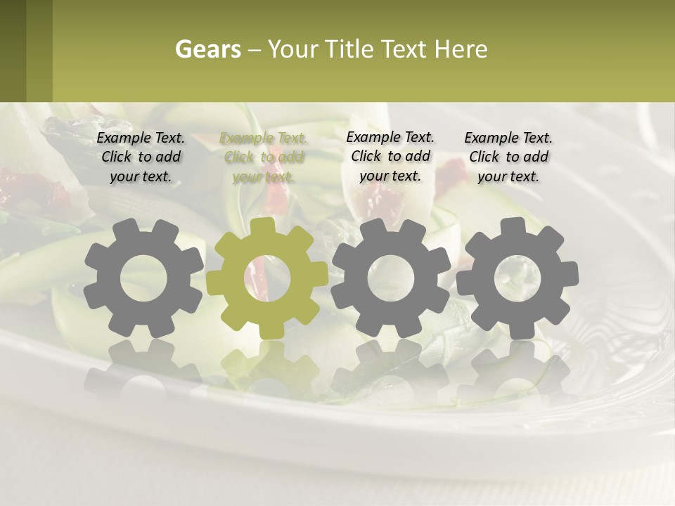A White Plate Topped With Green Vegetables And Sauce PowerPoint Template