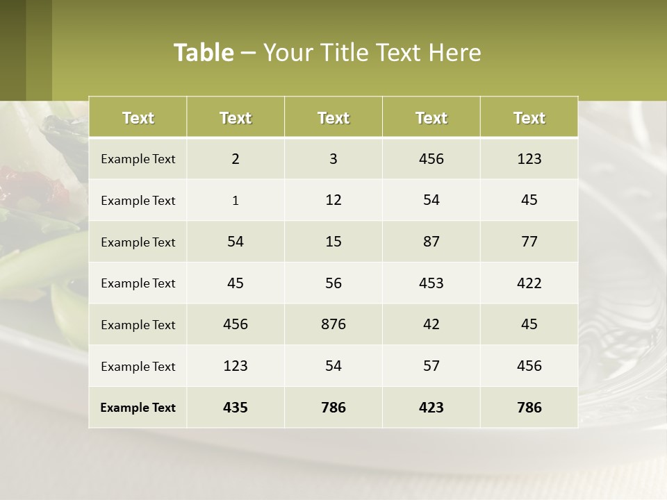 A White Plate Topped With Green Vegetables And Sauce PowerPoint Template