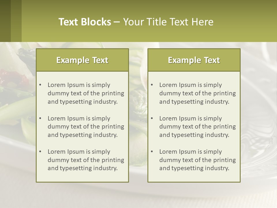 A White Plate Topped With Green Vegetables And Sauce PowerPoint Template