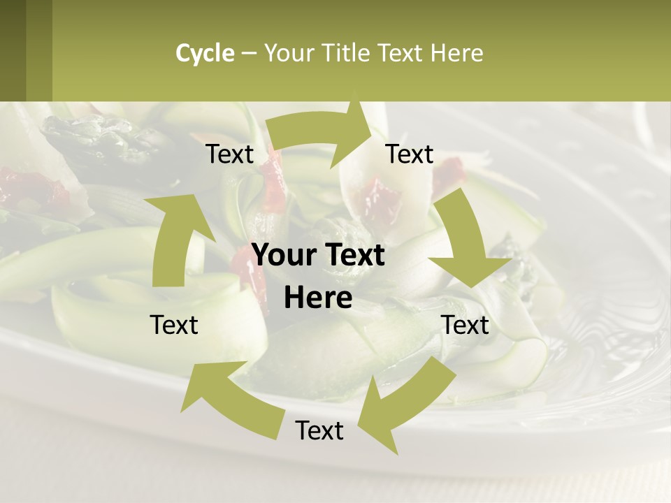 A White Plate Topped With Green Vegetables And Sauce PowerPoint Template