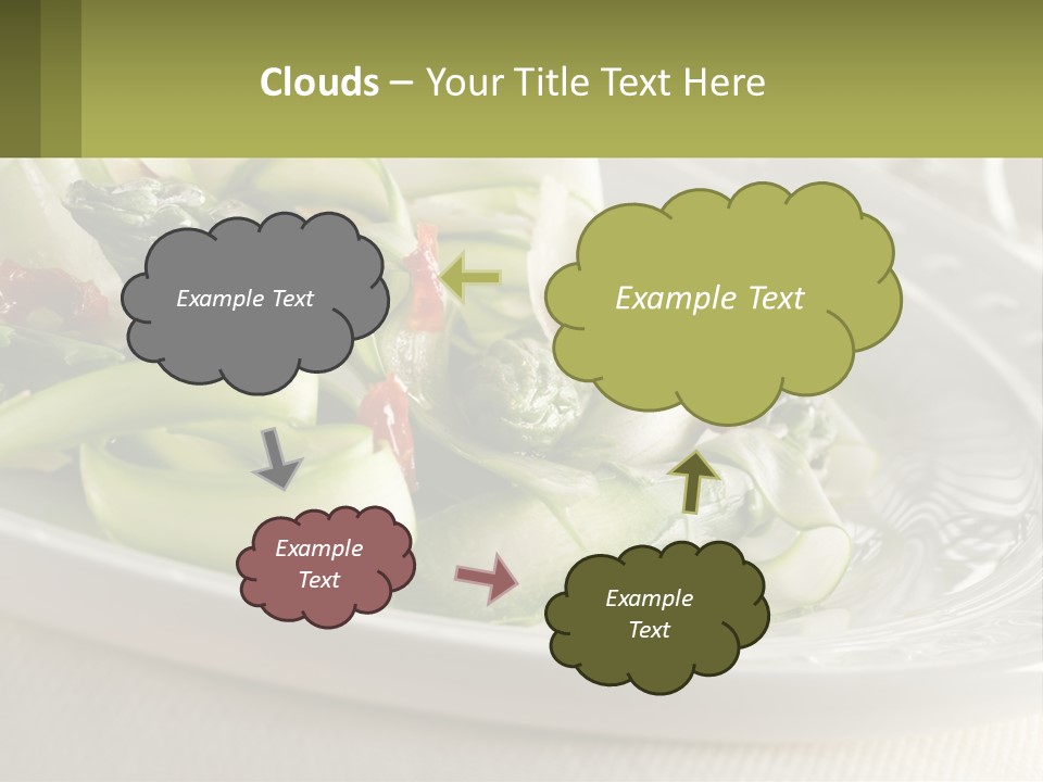 A White Plate Topped With Green Vegetables And Sauce PowerPoint Template