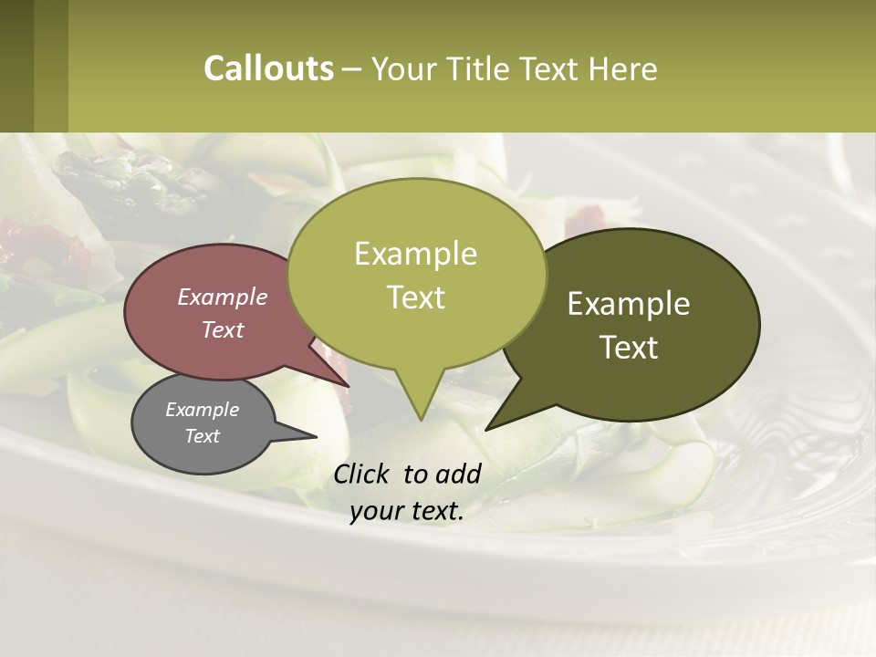 A White Plate Topped With Green Vegetables And Sauce PowerPoint Template