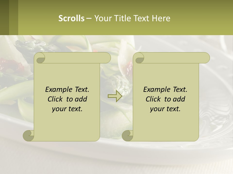 A White Plate Topped With Green Vegetables And Sauce PowerPoint Template