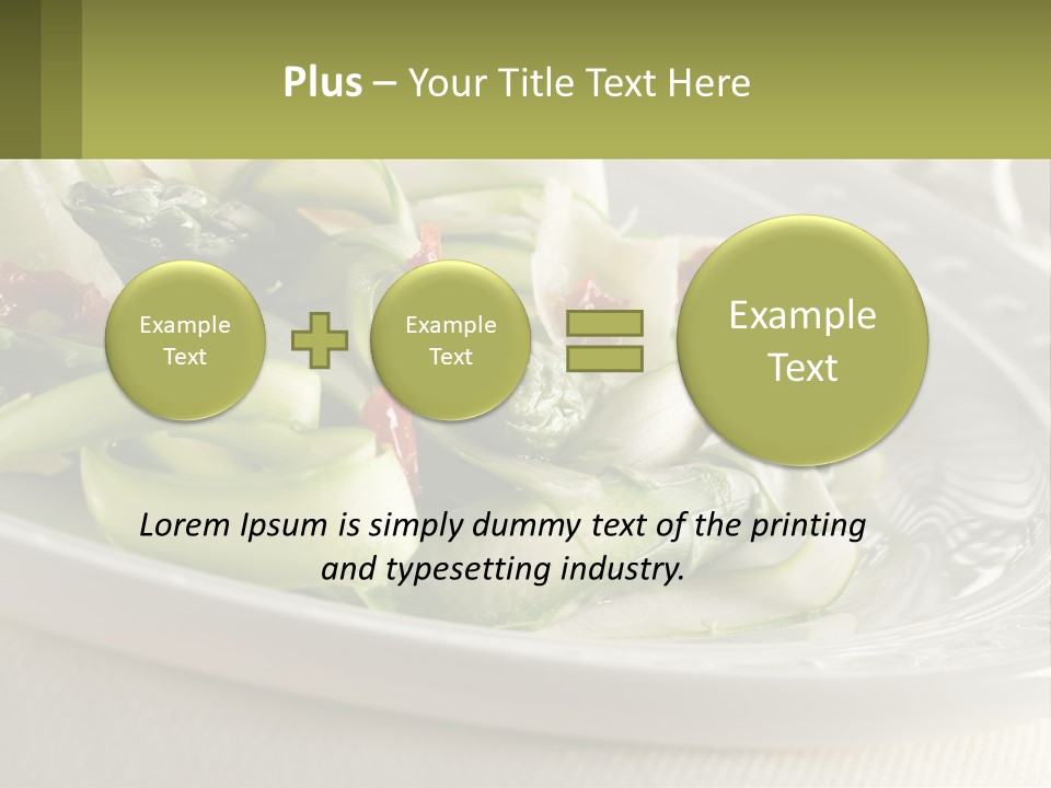 A White Plate Topped With Green Vegetables And Sauce PowerPoint Template