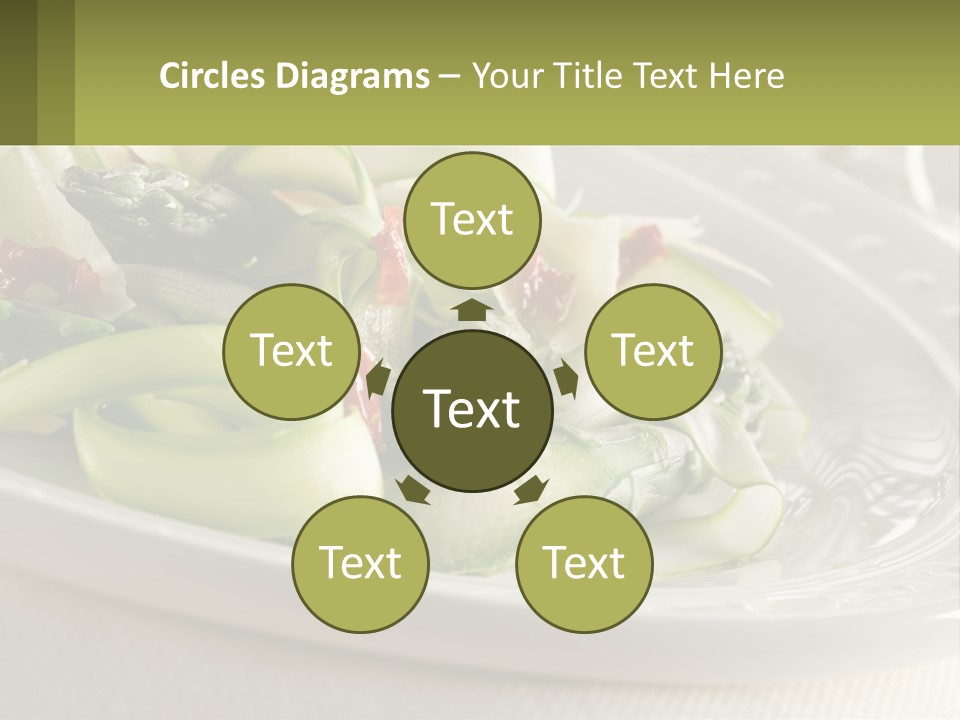 A White Plate Topped With Green Vegetables And Sauce PowerPoint Template