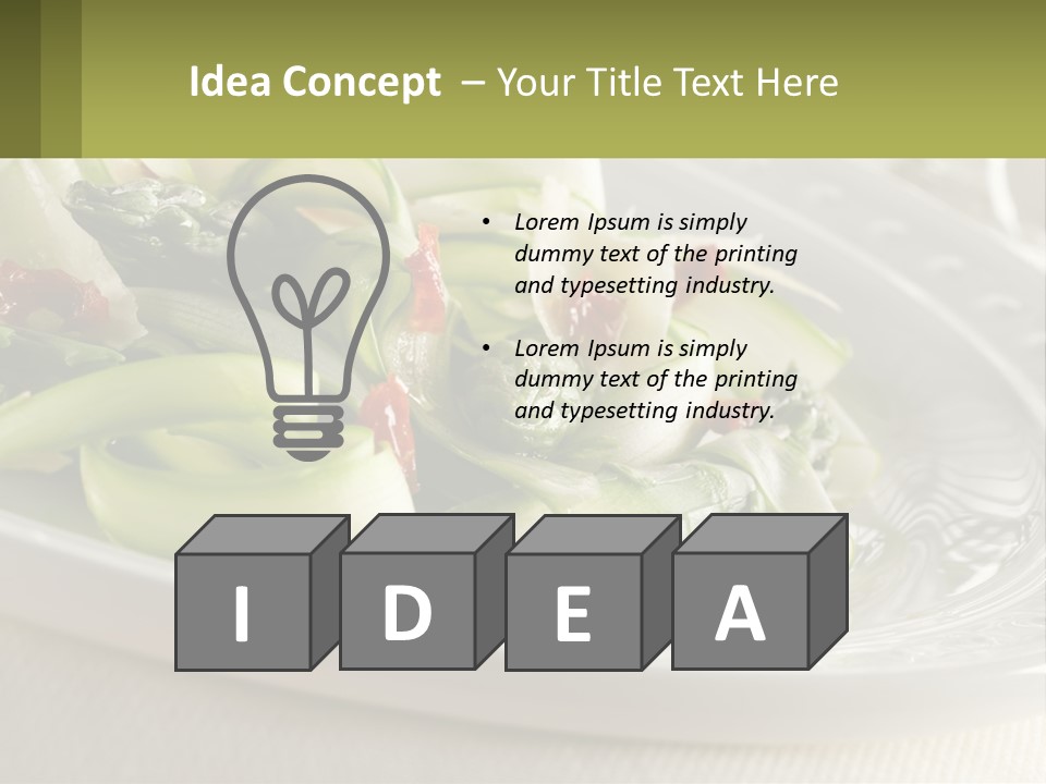 A White Plate Topped With Green Vegetables And Sauce PowerPoint Template