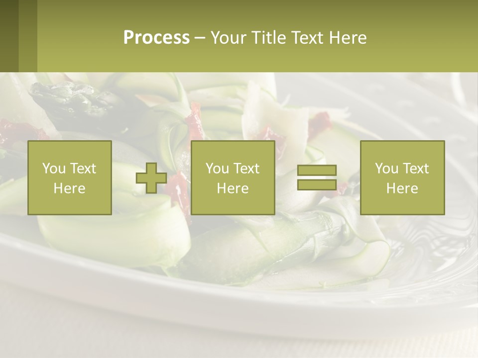 A White Plate Topped With Green Vegetables And Sauce PowerPoint Template