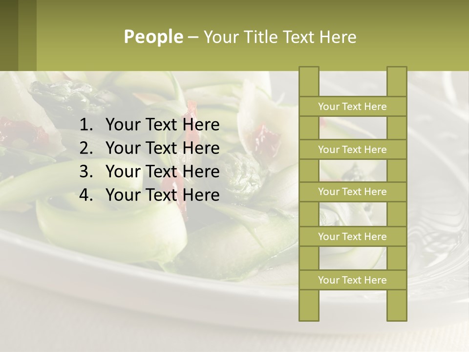 A White Plate Topped With Green Vegetables And Sauce PowerPoint Template