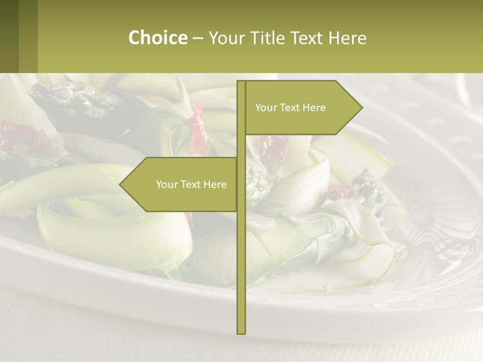 A White Plate Topped With Green Vegetables And Sauce PowerPoint Template