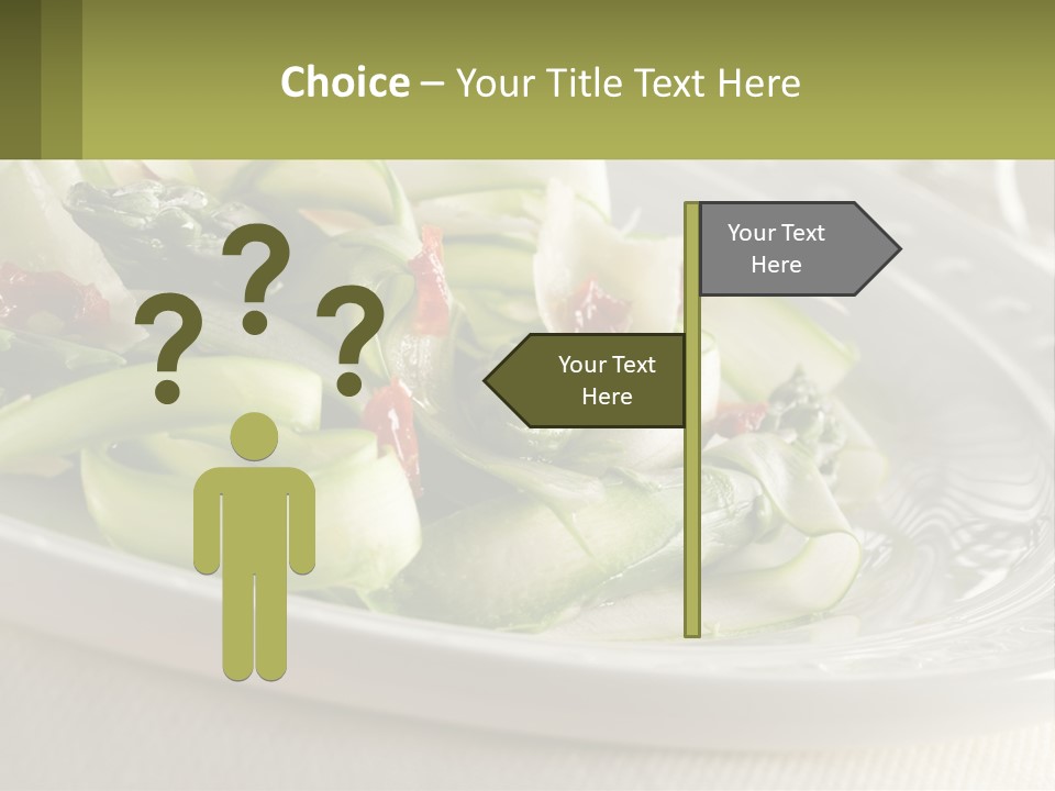A White Plate Topped With Green Vegetables And Sauce PowerPoint Template