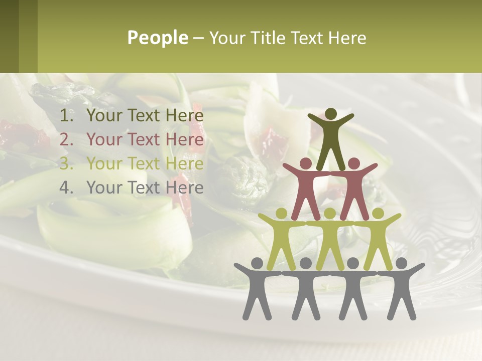 A White Plate Topped With Green Vegetables And Sauce PowerPoint Template