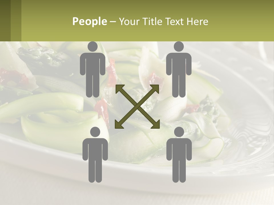 A White Plate Topped With Green Vegetables And Sauce PowerPoint Template