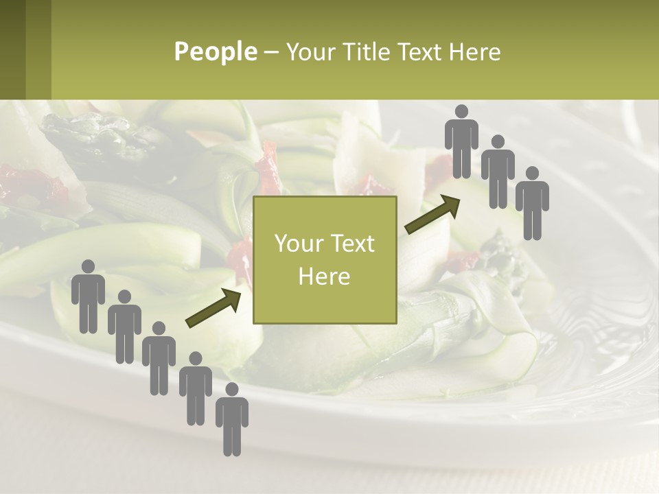 A White Plate Topped With Green Vegetables And Sauce PowerPoint Template