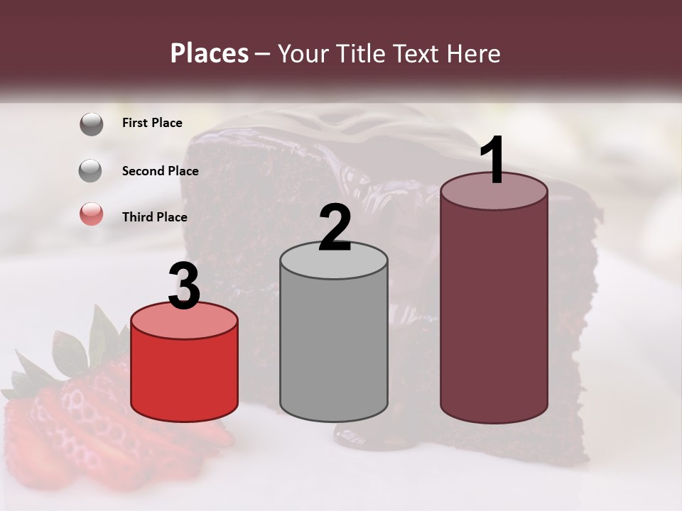 A Piece Of Chocolate Cake With A Strawberry On The Side PowerPoint Template