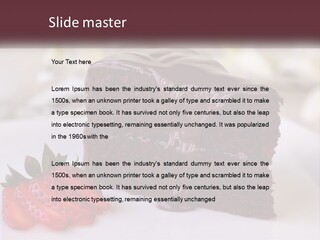A Piece Of Chocolate Cake With A Strawberry On The Side PowerPoint Template