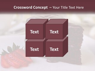 A Piece Of Chocolate Cake With A Strawberry On The Side PowerPoint Template