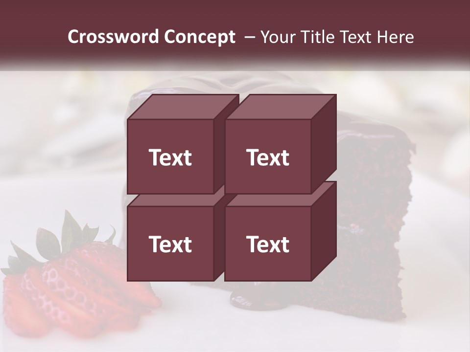 A Piece Of Chocolate Cake With A Strawberry On The Side PowerPoint Template