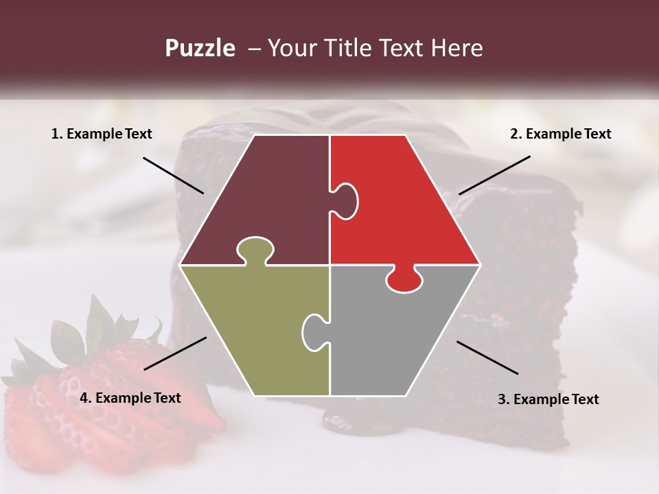 A Piece Of Chocolate Cake With A Strawberry On The Side PowerPoint Template