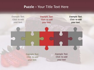 A Piece Of Chocolate Cake With A Strawberry On The Side PowerPoint Template