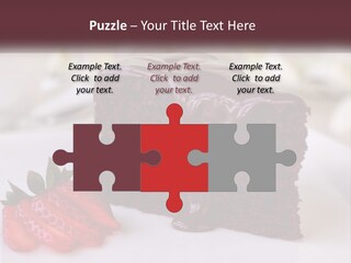 A Piece Of Chocolate Cake With A Strawberry On The Side PowerPoint Template