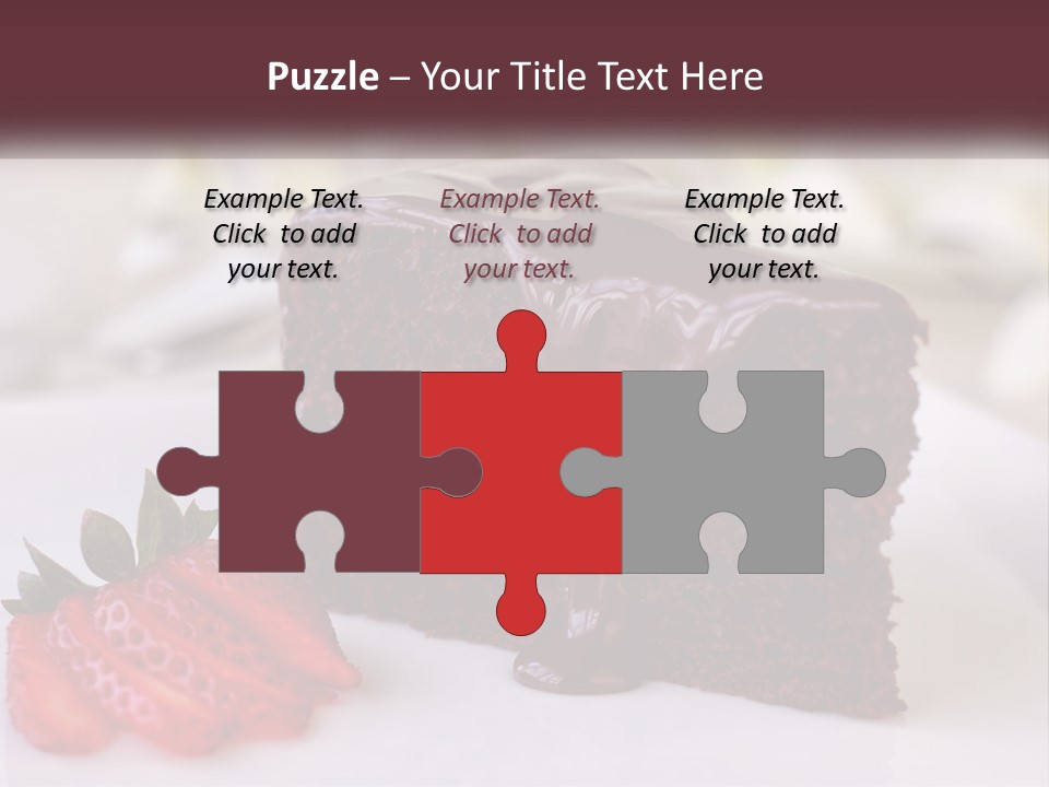 A Piece Of Chocolate Cake With A Strawberry On The Side PowerPoint Template