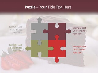 A Piece Of Chocolate Cake With A Strawberry On The Side PowerPoint Template