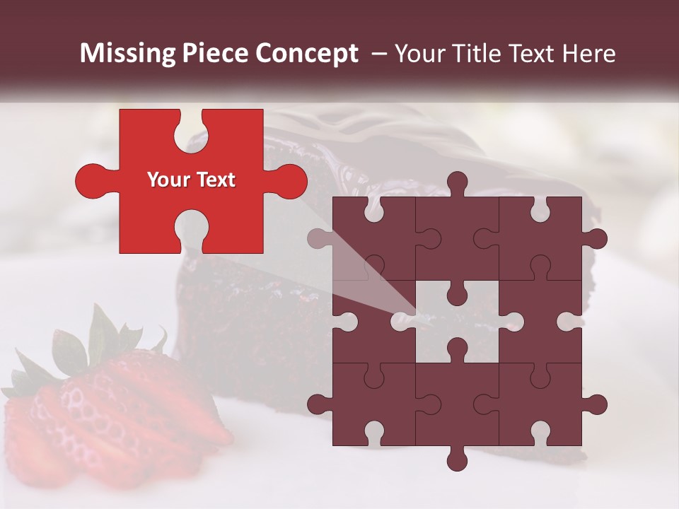 A Piece Of Chocolate Cake With A Strawberry On The Side PowerPoint Template