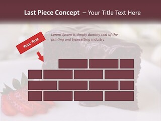 A Piece Of Chocolate Cake With A Strawberry On The Side PowerPoint Template