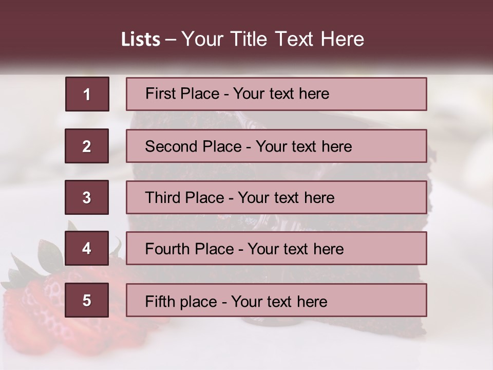 A Piece Of Chocolate Cake With A Strawberry On The Side PowerPoint Template