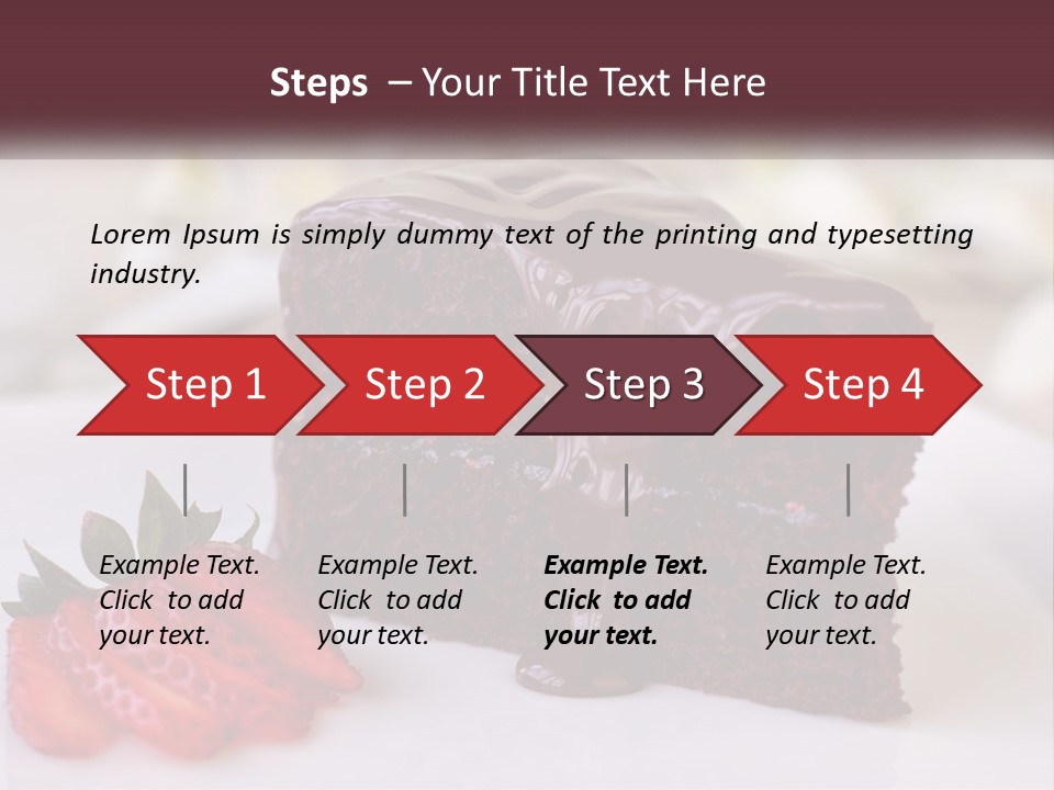A Piece Of Chocolate Cake With A Strawberry On The Side PowerPoint Template