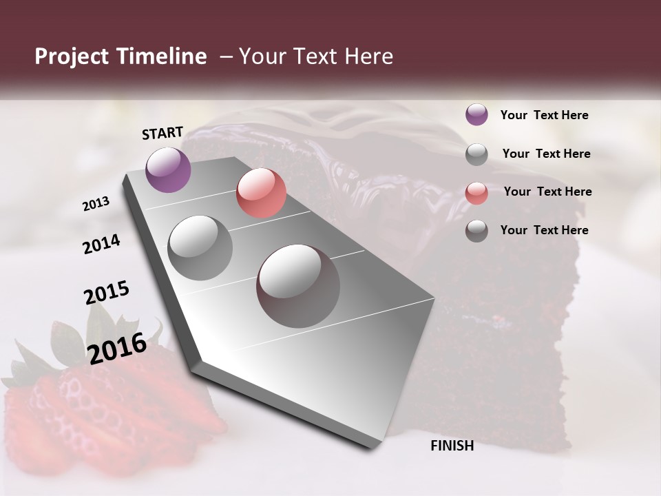 A Piece Of Chocolate Cake With A Strawberry On The Side PowerPoint Template