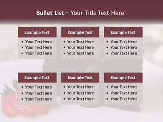 A Piece Of Chocolate Cake With A Strawberry On The Side PowerPoint Template