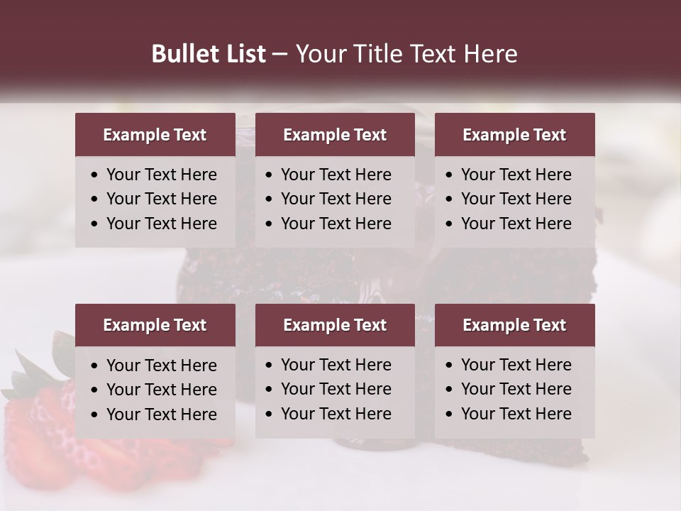 A Piece Of Chocolate Cake With A Strawberry On The Side PowerPoint Template
