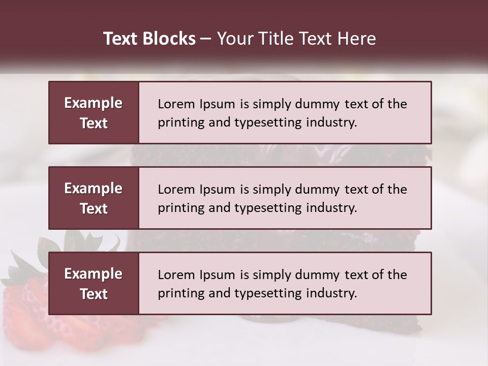 A Piece Of Chocolate Cake With A Strawberry On The Side PowerPoint Template