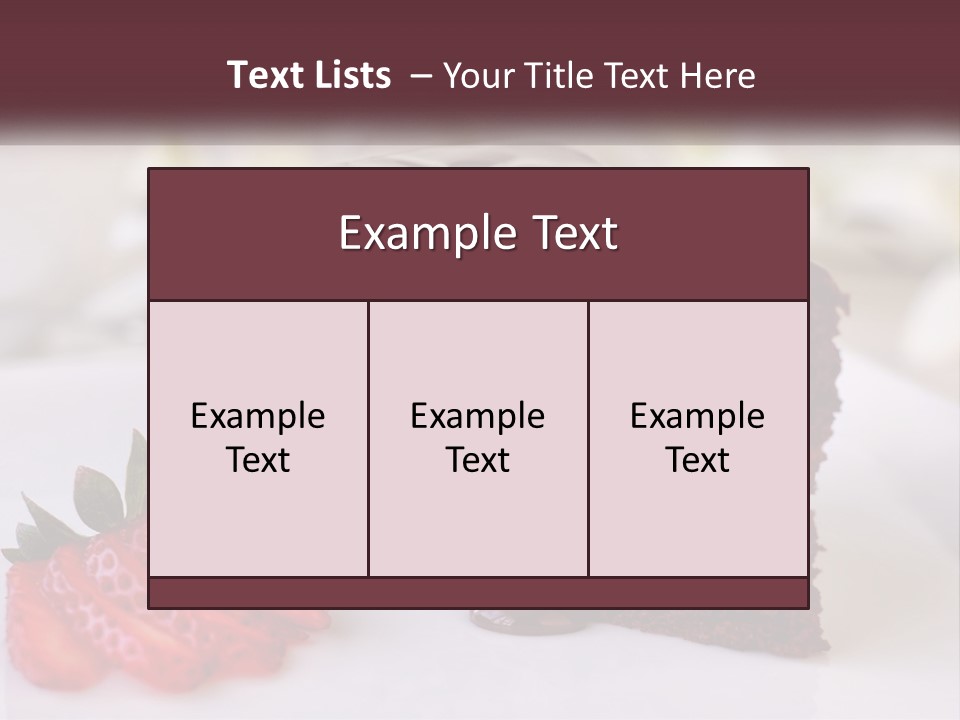 A Piece Of Chocolate Cake With A Strawberry On The Side PowerPoint Template