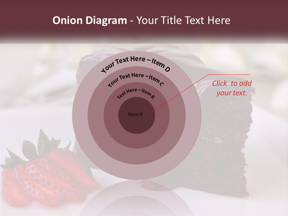 A Piece Of Chocolate Cake With A Strawberry On The Side PowerPoint Template