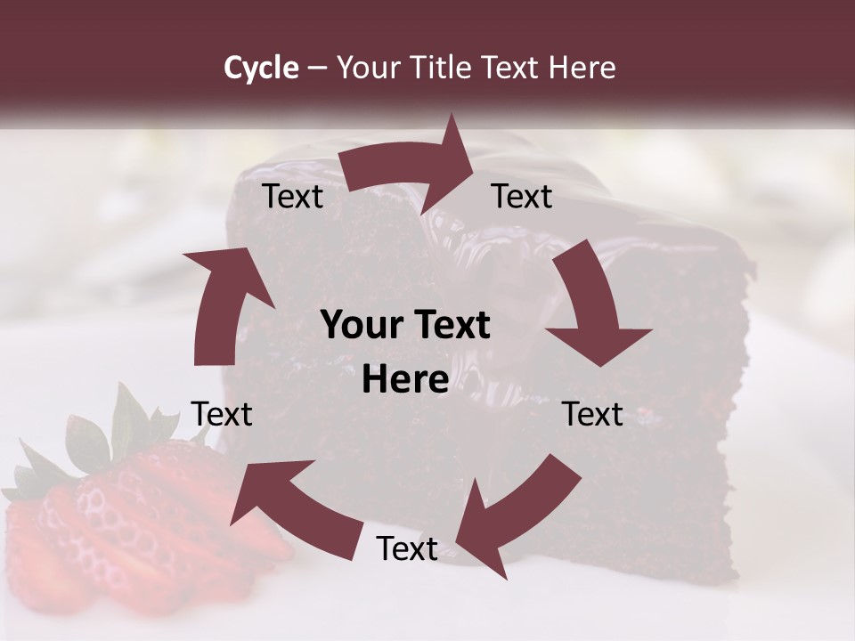 A Piece Of Chocolate Cake With A Strawberry On The Side PowerPoint Template
